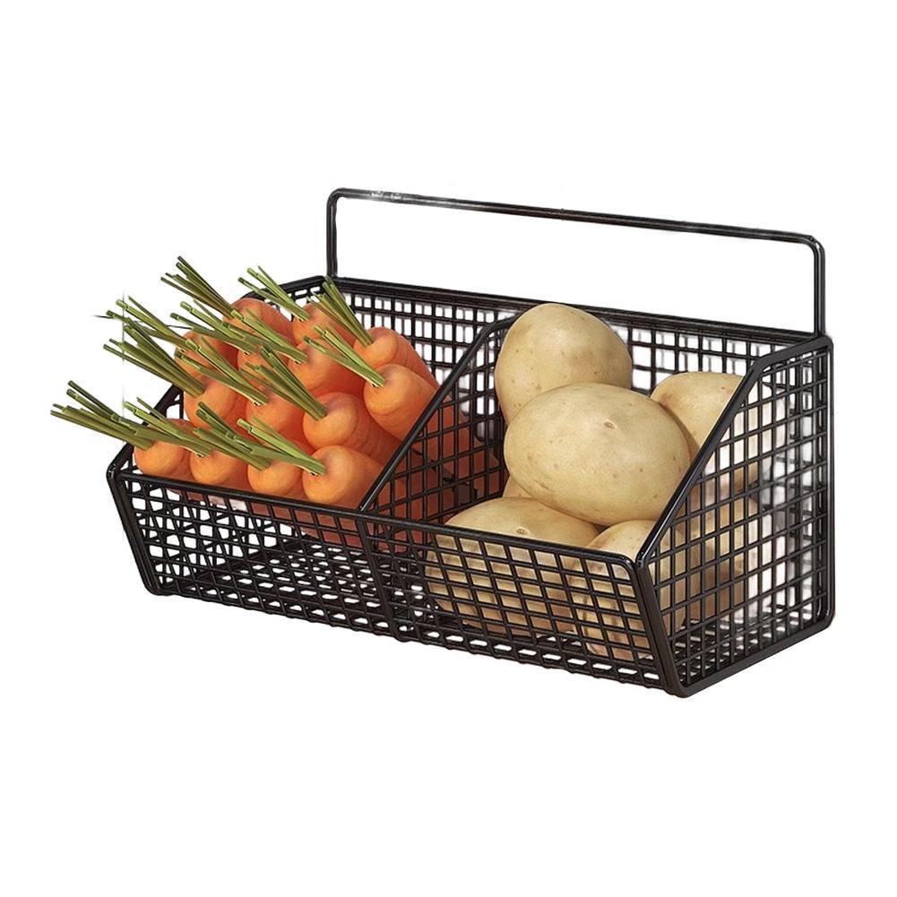 Кухонная организация Подвесная корзина Кухонная полка Металлическая конструкция Black 2 grid
