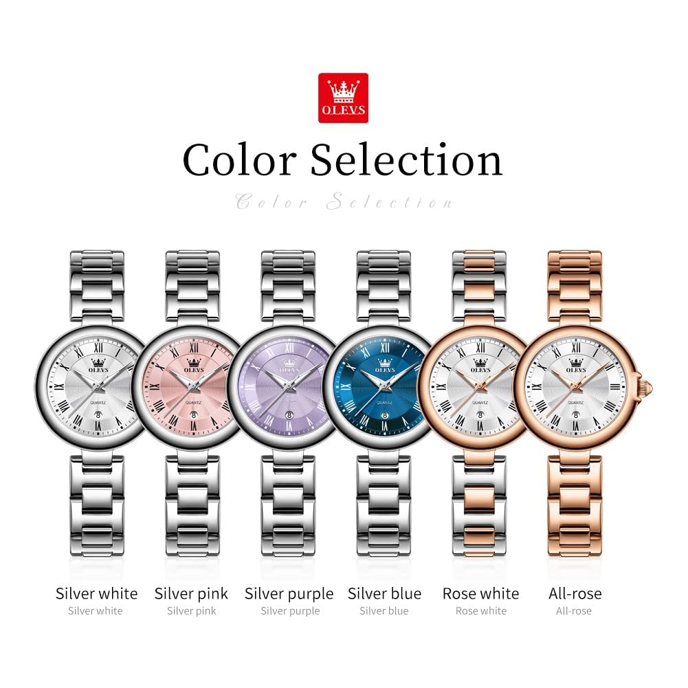 OLEVS Quartz Stainless Pink Women's Watch, Cute, Lightweight, Steel, Waterproof, Luminous, Gift,