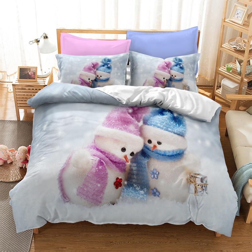 Christmas Series Bedding Three-Piece Home Textile Kit Digital Printing Production