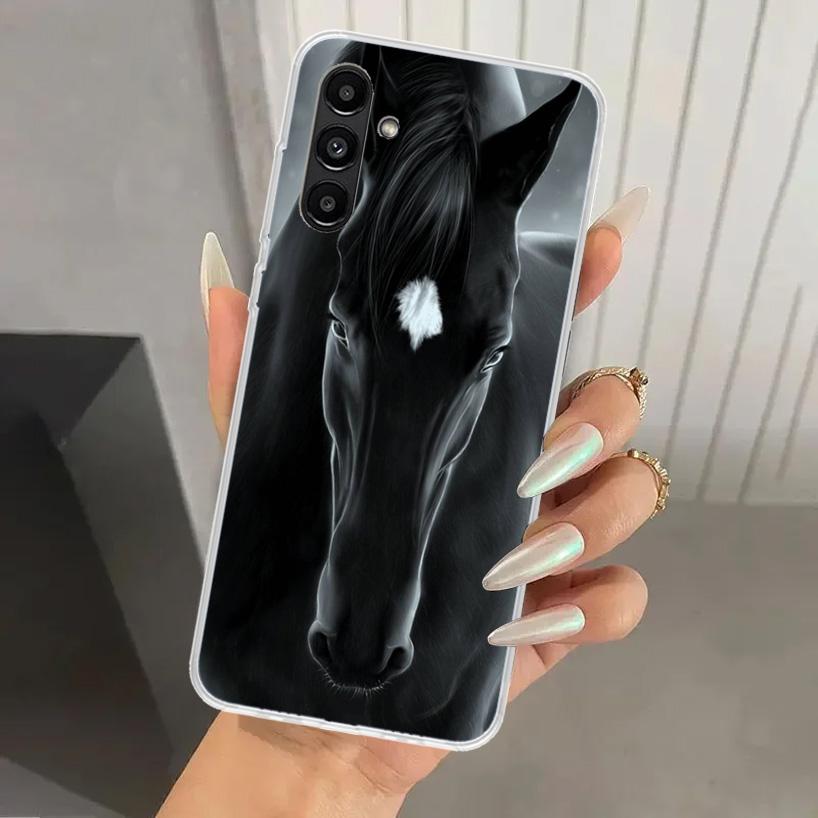 Animal Black Horse Phone Case for Samsung Galaxy A17 A16 A37 A26 A36 A57 A56 A15 A25 A35 A55 A14 A24 A34 A54 A13 A23 A33 A53 Gal