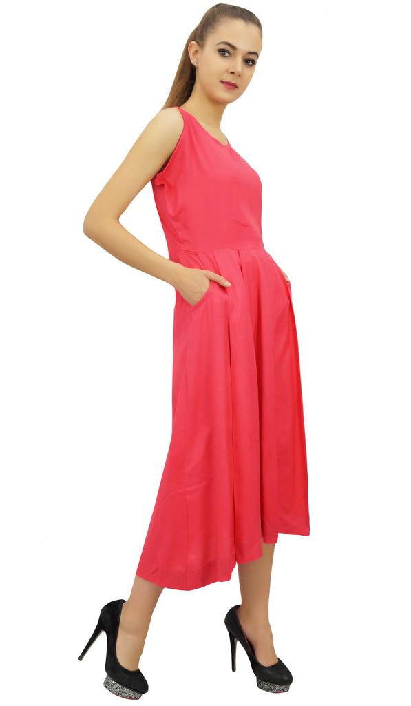 Bimba Women's Designer Rayon Dress With Pockets Solid Aqua Maxi With Scarf -