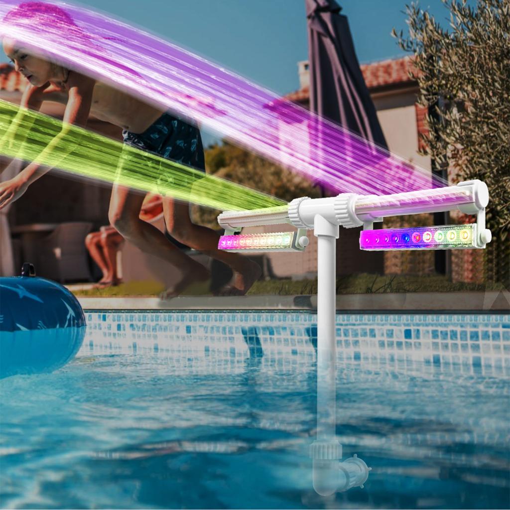 Adjustable Pool Fountain with Colorful LED Lights Remote Control Waterfall Sprinkler USB Rechargeable