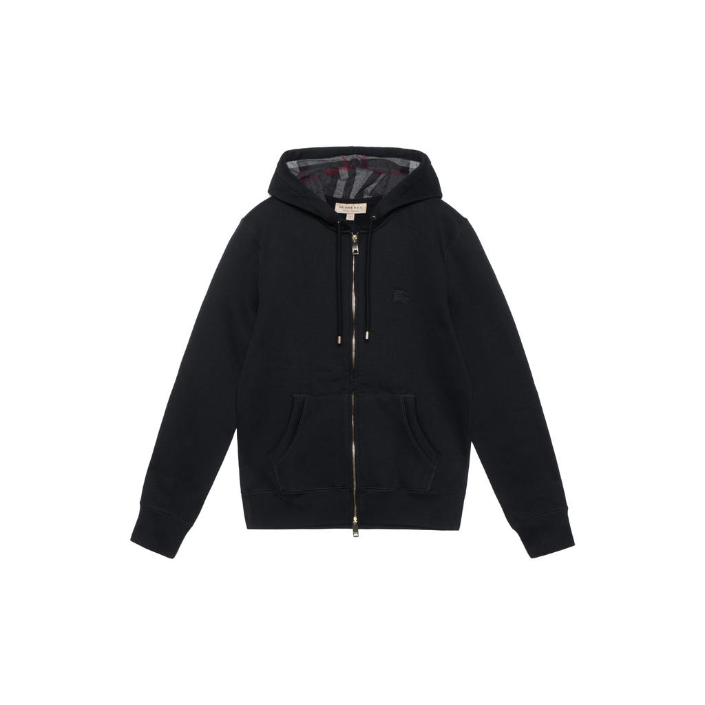 Burberry Men Clarendon Check Hooded Zip-Up Hoodie Black/Grey 40155581
