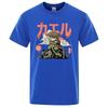Men's Anime The Last Frog Print T-Shirts Fashionable Casual Breathable Crew Neck Shirts Oversized Cotton Short Sleeve Top