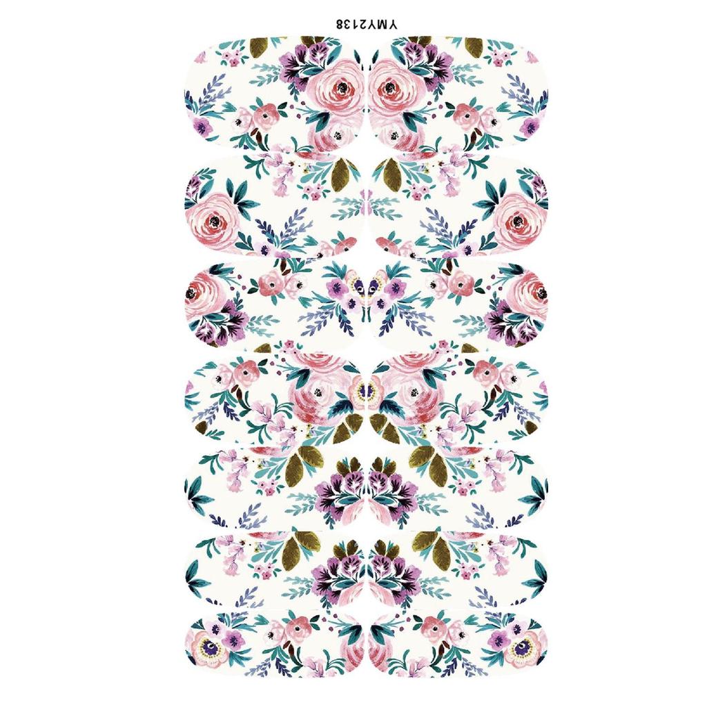 Japanese Flower Nail Art Stickers, Full Cover, Waterproof (YMY2129-2137)