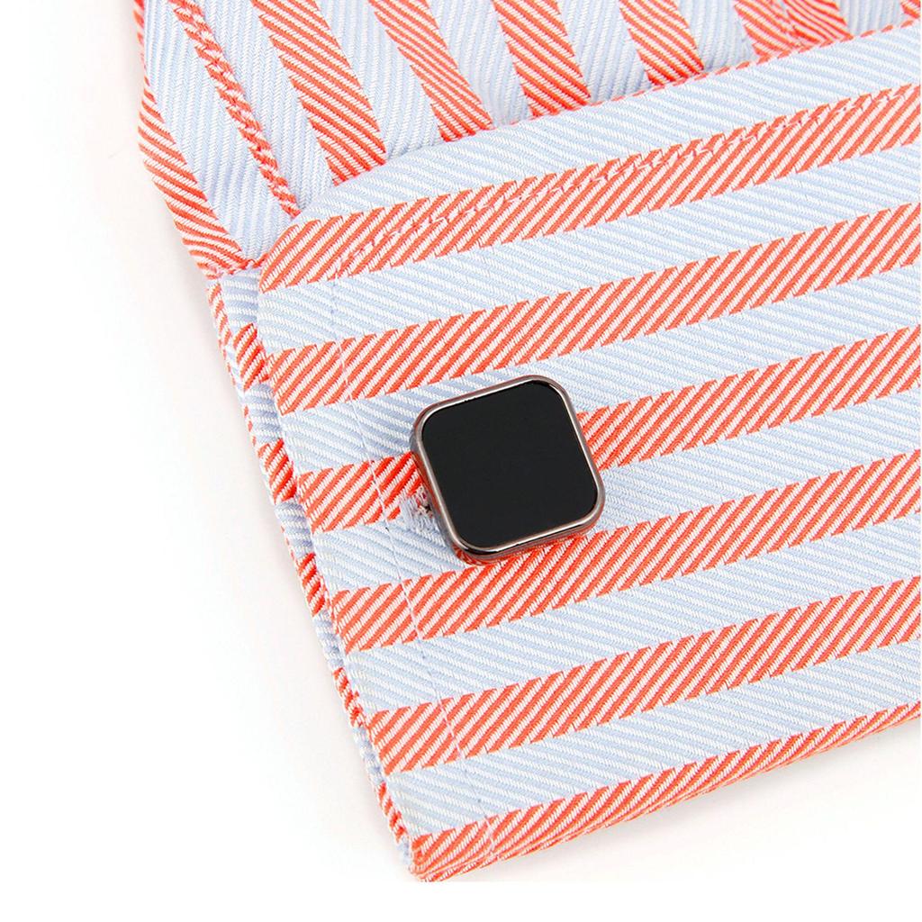 Men's High-Quality Black Square Cufflinks with Drip Oil Finish