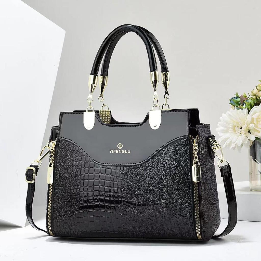 

Stylish Pu Leather Crocodile Texture Handbag For Women Ideal For Commuting чёрный