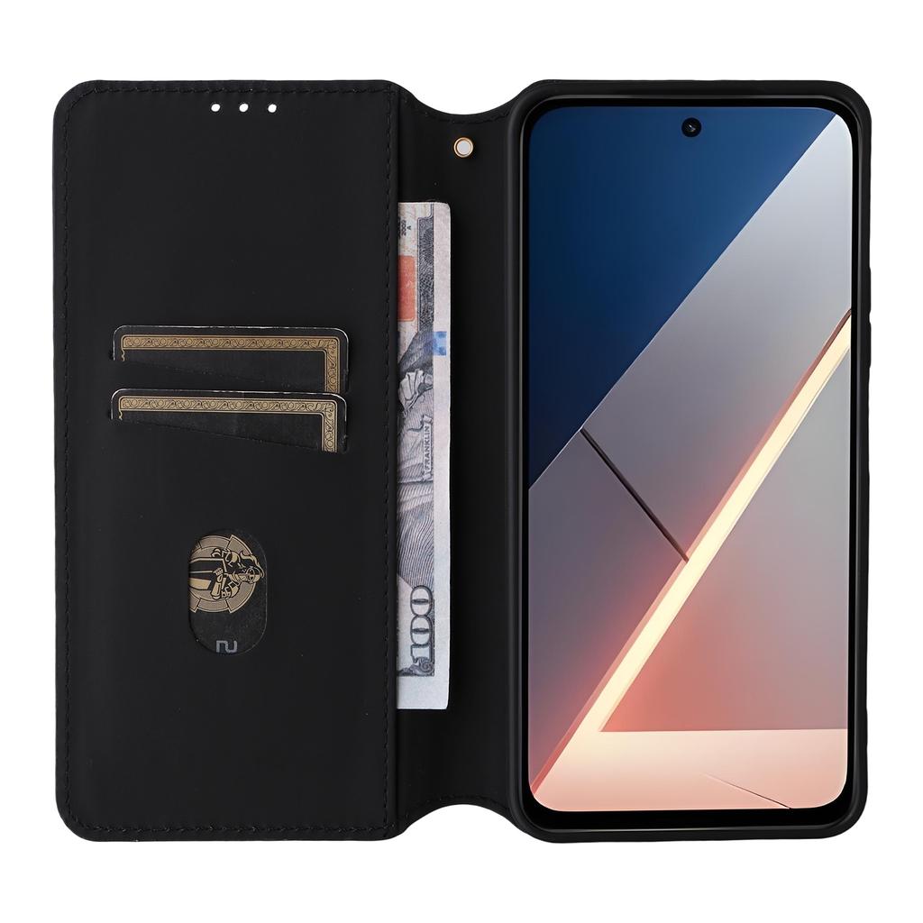 For Xiaomi Poco M7 Plus 5G/Poco M7 4G (169mm) Case Wallet Rhombus Imprinted Leather Phone Cover