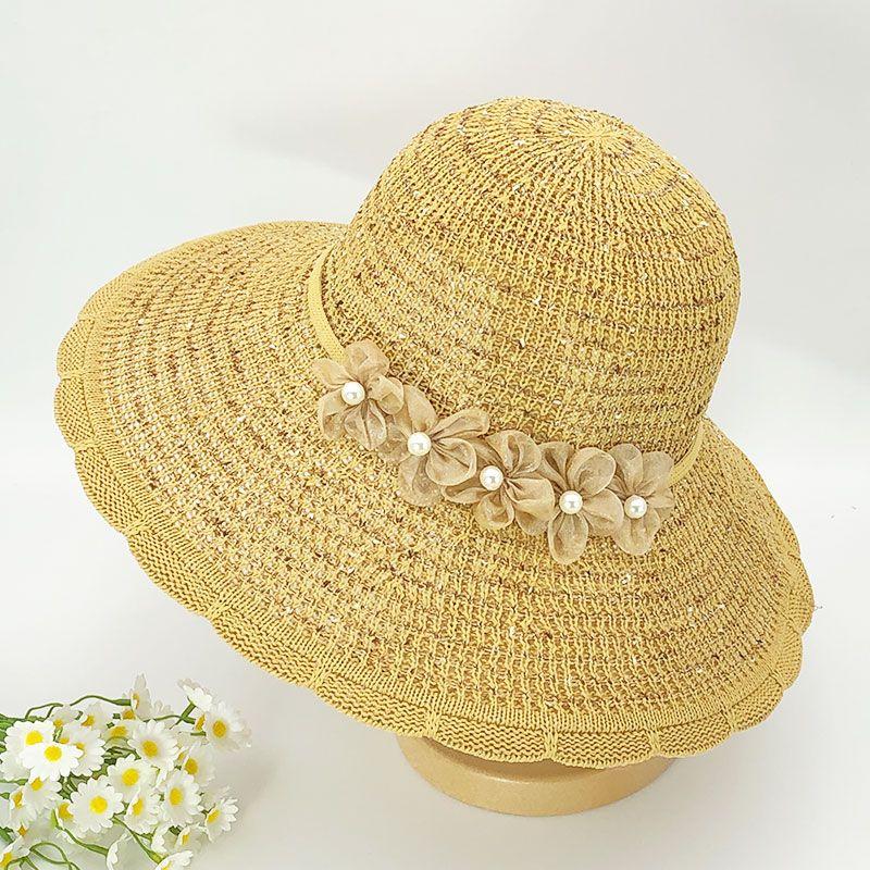 Neuer einfacher faltbarer Reiseurlaub Sonnenschutz Strand Fischerhut Strohhut Damen Sommer Sonnenschutzhut