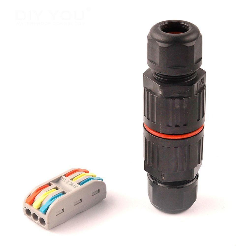 2/3 Pin Waterproof Cable Connector Terminal Block Straight Quick Push In Wire Cable Extender IP68 Conductor Connector