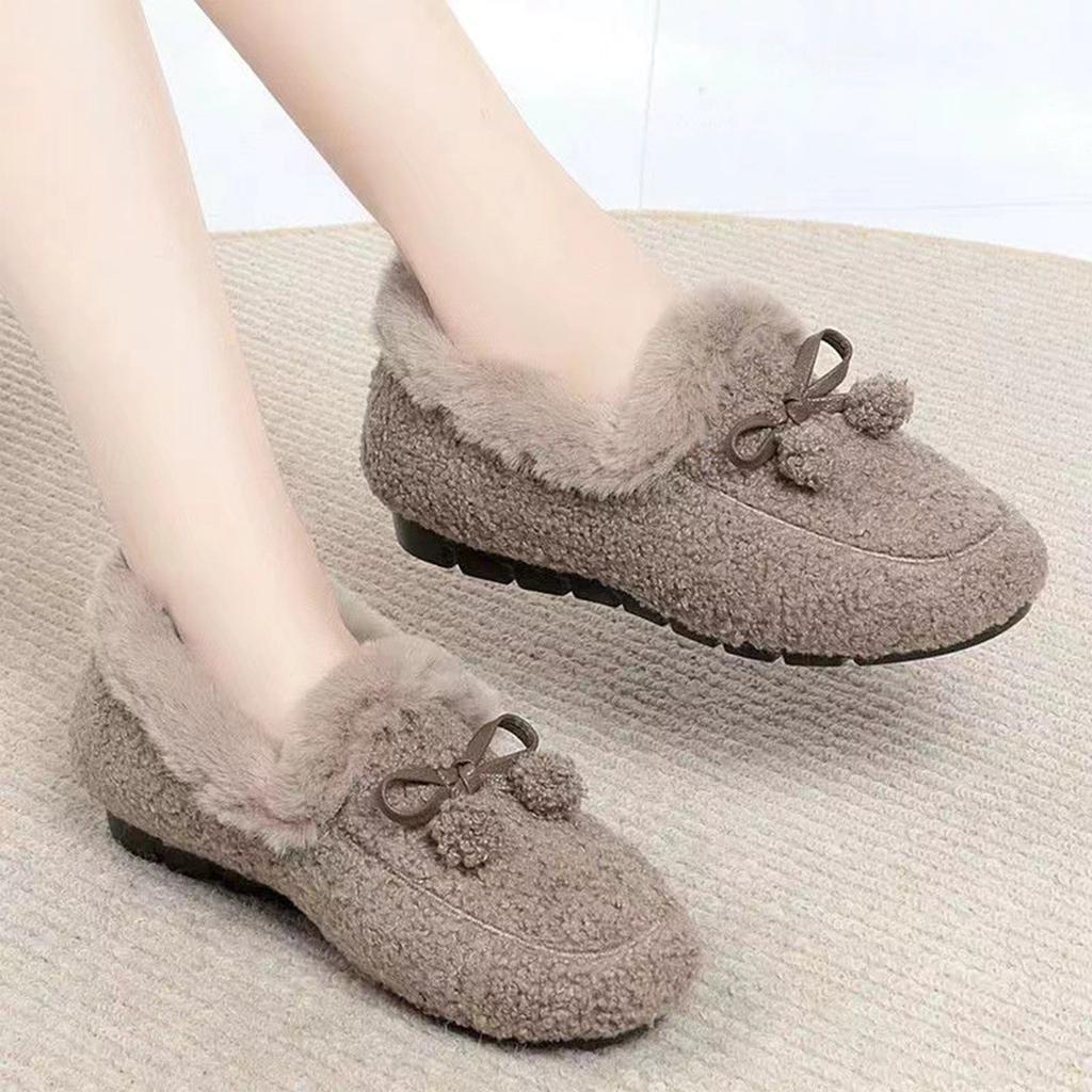Winter Warm Womens Flat Shoes Indoor Cotton Slippers With Thick Sole Anti-Slip Warm Footwear Soft Bottom Zapatillas De Mujer