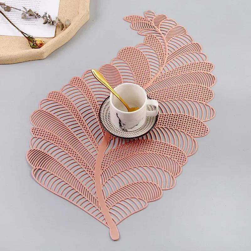 Nordic Leaf Hollow Placemat Oil PVC Water Resistant Non-slip Kitchen Coaster Insulation Pad Dish Coffee Table Mat Home Decor New