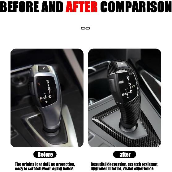 1 PC Car Gear Shift Head, ABS Carbon Fiber Pattern Shift Knob Cover Sticker, Replacement Decorative Accessories, for BMW 3 Series GT5 Series 1 Series
