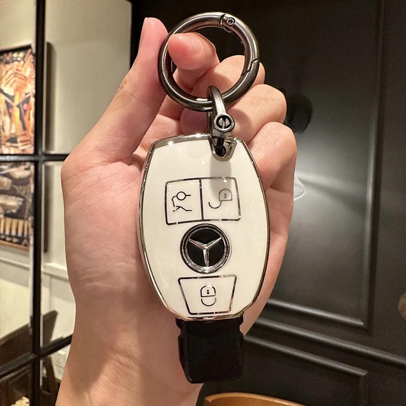 ULA5 Car Key Case Shell Fob For Mercedes Benz A C E S G Class GLC CLE CLA GLB GLS W177 W205 W213 W222 X167 AMG Keychain