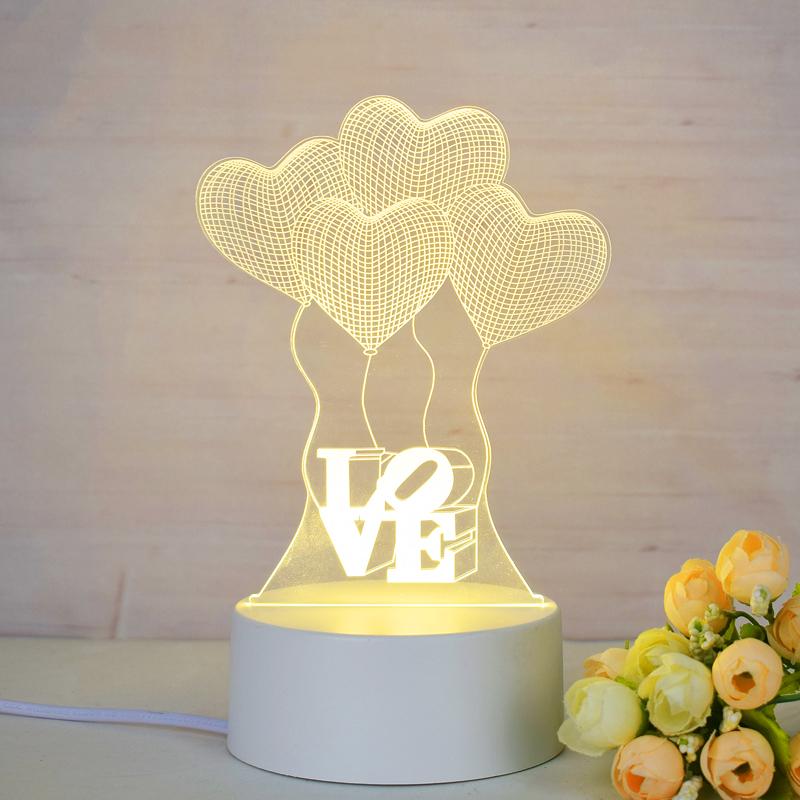Customize Acrylic 3D Illusion LED Warm White Night Light for Living Room Kids Bedroom Decorative Lamp with USB Power