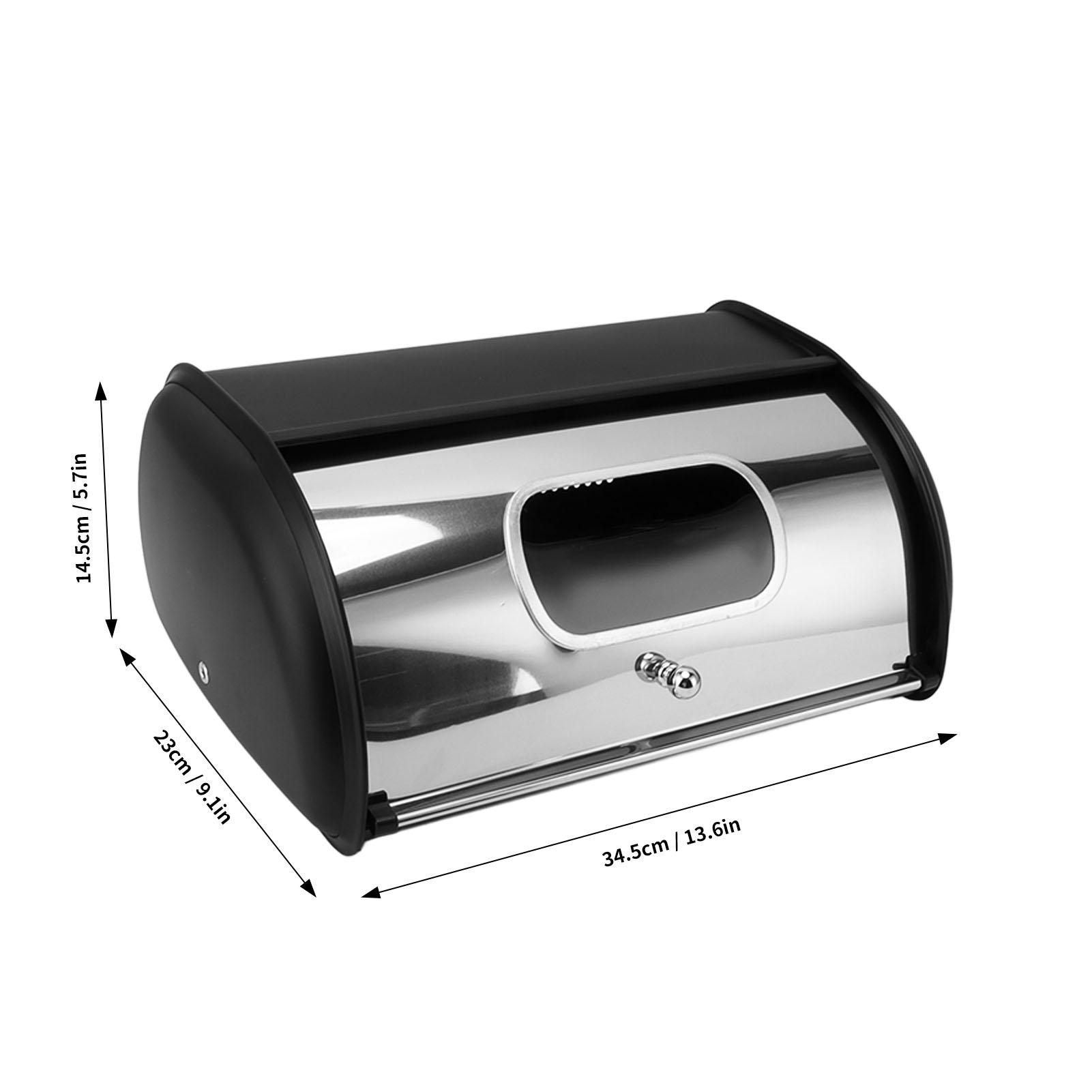 

Bread Box with Small Window Large Capacity Iron Bread Bin Food Storage Container Holder for Home Kitchen Countertop чорний