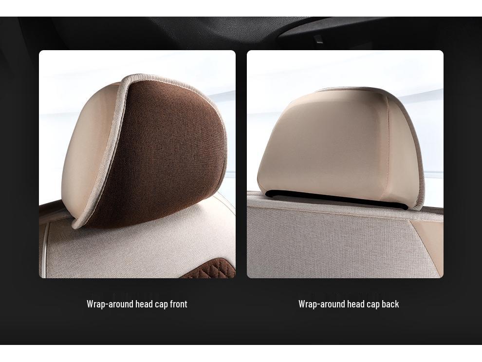 Universal Four Seasons Full Coverage Linen Seat Cushion Set for Small Cars
