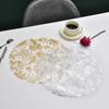1pc Round Flower Petal Placemat Transparent PVC Waterproof and Heat-insulating PP Printed High-end Dining Table Decoration Mat
