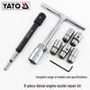 YATO Diesel Fuel Injector Nozzle Repair & Maintenance 8-Piece Set - Professional Auto Repair Tools
