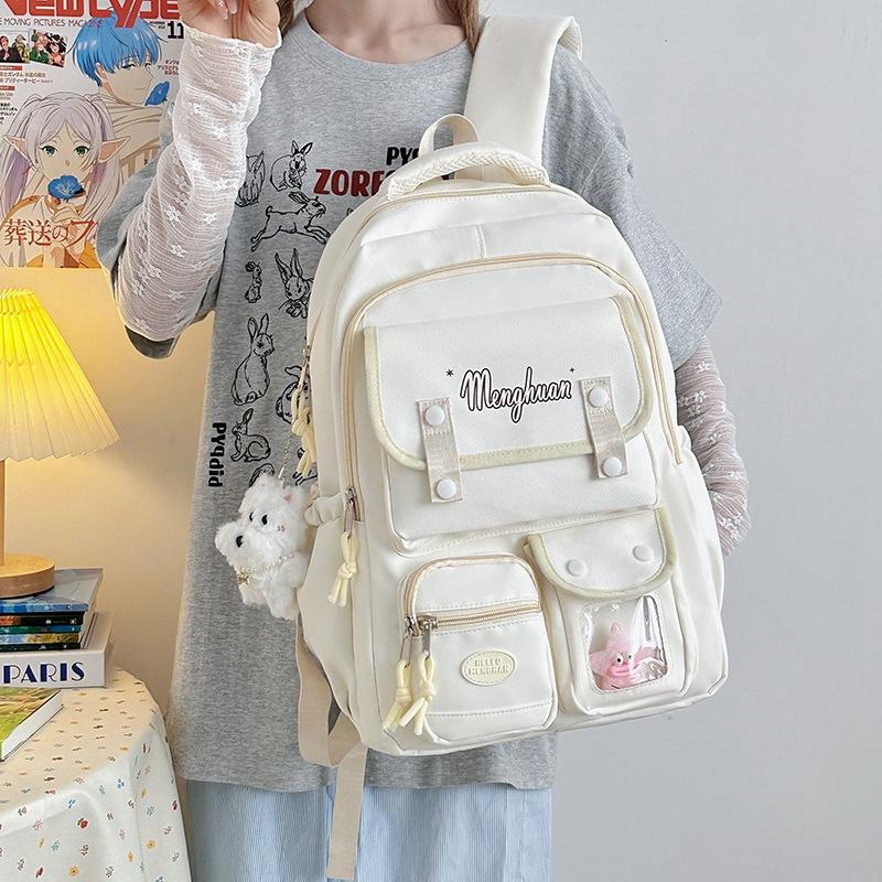 School Bag, Junior High School Girls, Multi-pocket Backpack, High School , Large-capacity Load Reduction, Ridge Protection, Cute Versatile Backpack