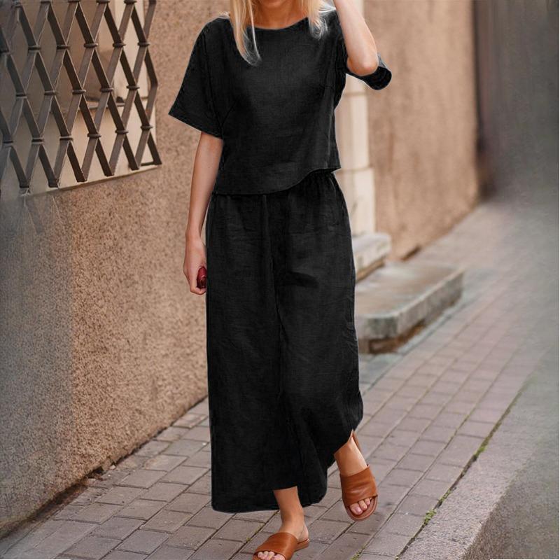 

Повседневный костюм больших размеров, свободная однотонная рубашка и брюки, комплект из двух предметов XXXXL чёрный