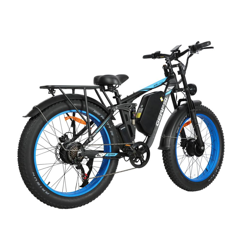 Bicicleta Elétrica de Motor Duplo Baolujie DP-2603-SJ 1500*2 Bateria 52V35AH Pneu Largo Todo-Terreno Aro 26 Bicicleta E-Mountain Bike Para Adulto
