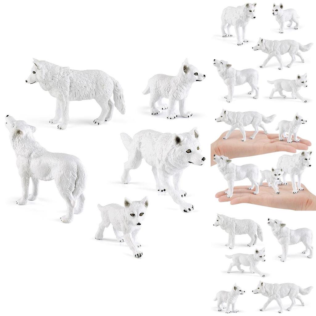 Realistic Static Arctic Wolf Cub Model Set With Detailed Features For Animal Lovers