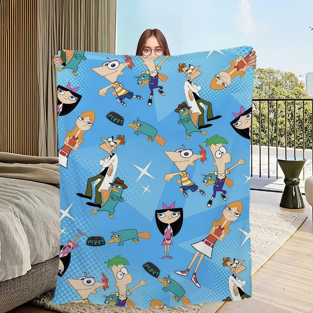 

Cartoon P-Phineas and Ferb DSN Blanket Flannel warm comfort soft plush blanket For Picnic Beds Sofas Homes And Bedrooms 30x40in