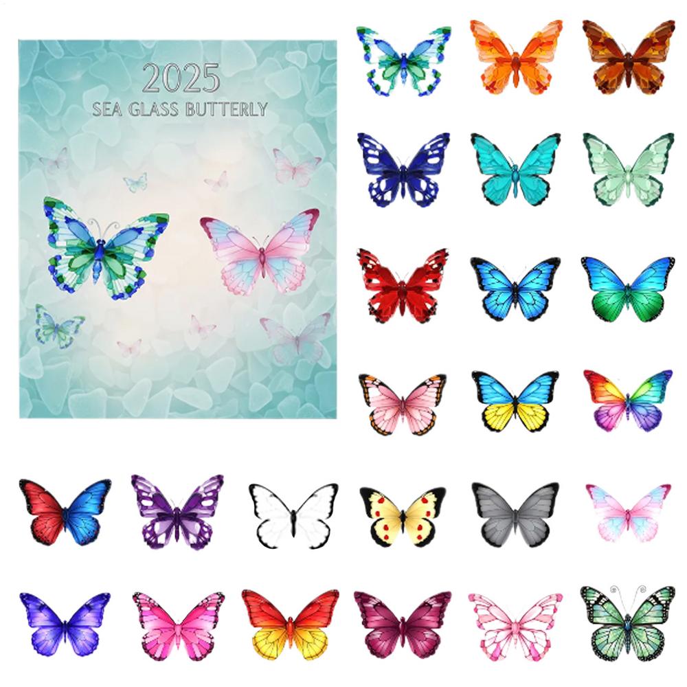 

Christmas Ornament Countdown 2D Acrylic Collectibles 24-Day Butterfly Advent 2025 for Men Boy Girl Collection Mothers Day Yoga M синий