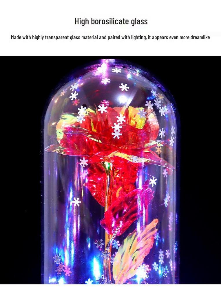 Crystal Glass Rose: Luminous Preserved Flower Music Ornament for Valentine's Day