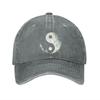 Yin Yang Distressed Baseball Cap Cotton Washed Adjustable Dad Hat for Outdoor Casual Sun Protection