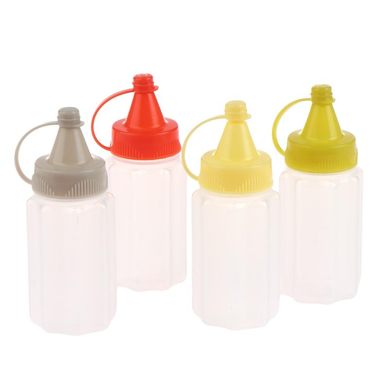 4Pcs Mini Sauce Bottle Refillable Ketchup Honey Salad Containers Bottles Portable Sauce Jars Storage Lunch Box Dressing Dispense