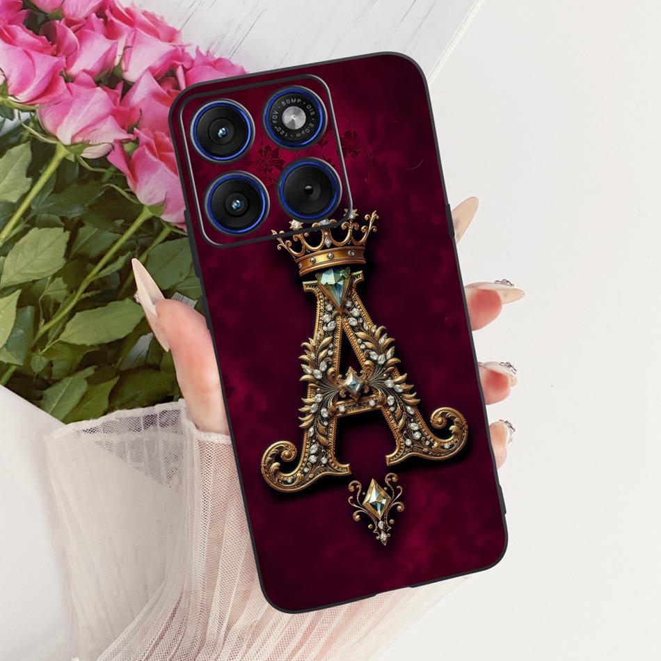For Motorola Edge 70 Royal Crown Initial Letter Couple Phone Case For Motorola Moto X70 Air Edge70 Black Silicon Soft Bumpers