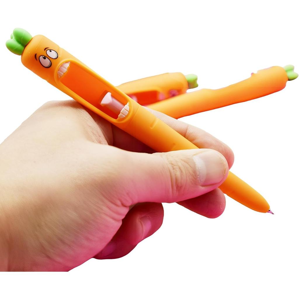 4 Pack Funny Screaming Carrot Tongue Gel Pens 0.5mm Carrot Writing Pen Black Ink for School Stationery Office Party
