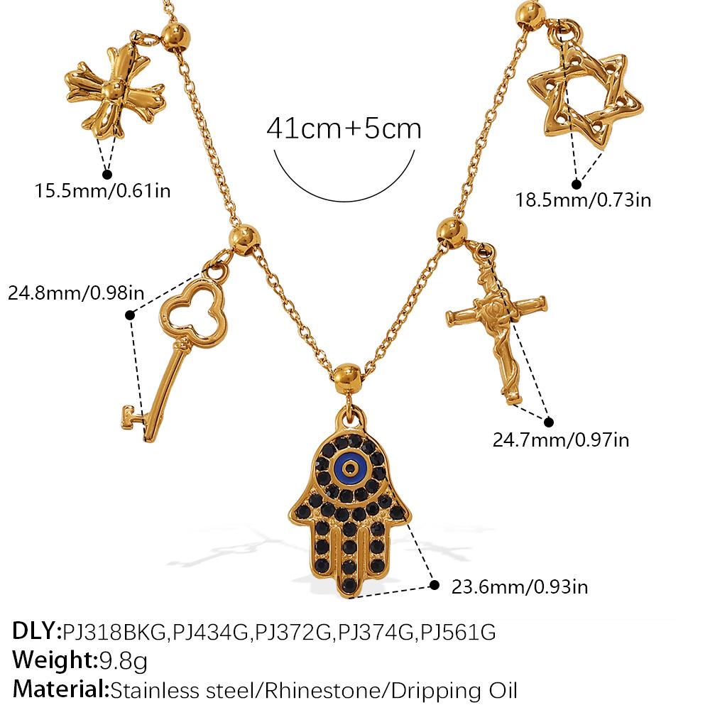 Niche seaside vacation style DIY mushroom pendant necklace stainless steel plated temperament necklace jewelry women