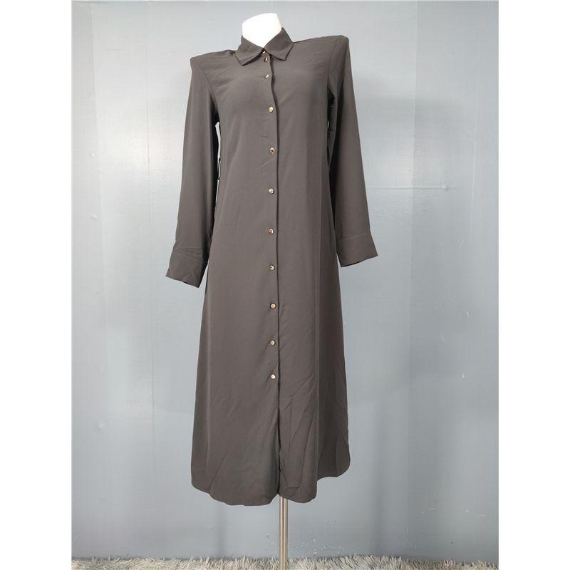

Foreign Trade Order H Home 2025 Summer New Slim Version Type Shirts Dress Hainan Sanya Vacation Long dress Women Dark gray M