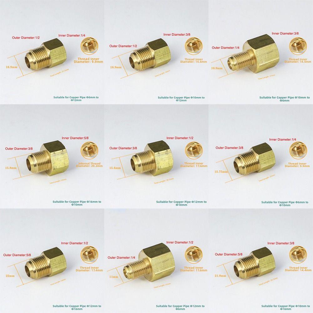 Female To Male Brass Pipe Connector 1/4 3/8 1/2 3/4 Inch AC Coupler Adapeter Flare Fitting