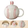Tasse à café en forme de baseball avec couvercle Poignée en forme de C Tasse en céramique 420 ml Tasse à boire de l'eau pour café thé boissons Utilisation à la maison cuisine extérieur