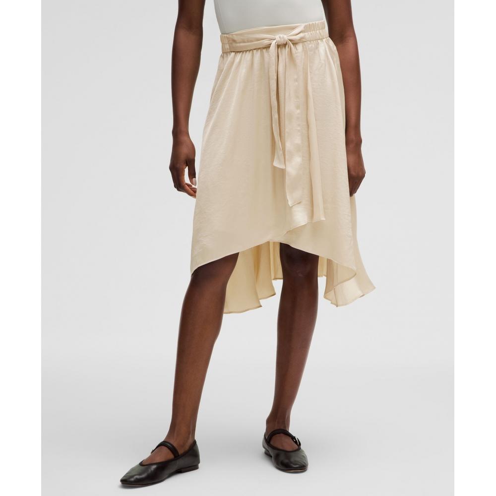 

Lululemon Midi Length Satin Wrap Skirt Natural Ivory 4