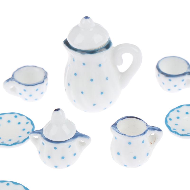 1:12 Dollhouse Miniature 17Pcs Porcelain Tea Cup Set Chintz Flower Tableware