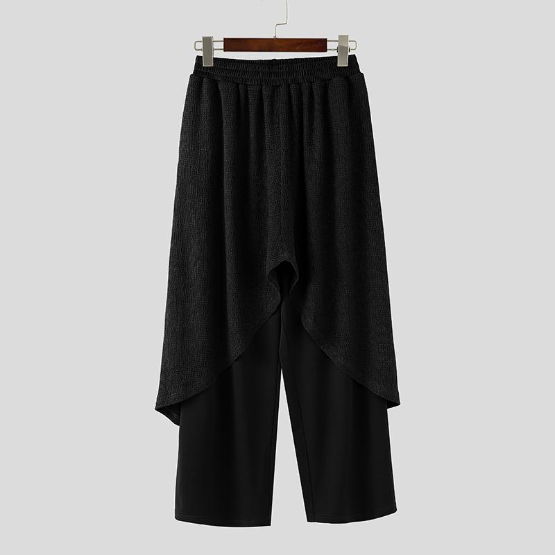

INCERUN Men Elastic Waist Irregular Ruffled Texture Casual Long Pants Trousers