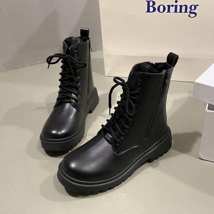 

Ботинки Мартин в британском стиле женские трендовые ins2024 осень и зима новые большого размера толстая подошва боковая молния короткие ботинки женские 42