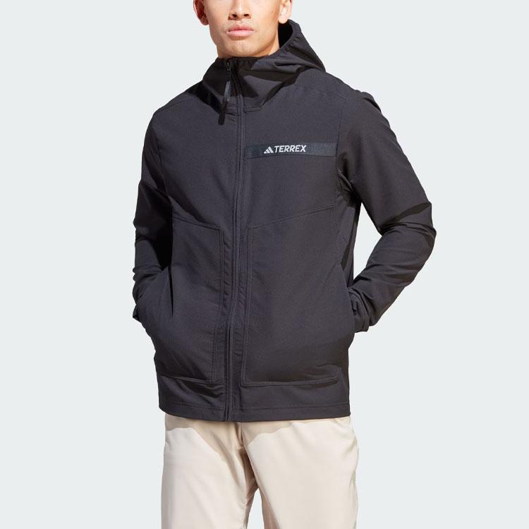 Adidas Multi Soft Shell Jacket With Solid Logo Outdoor Sports Hooded Softshell Jacket Men Jackets Black HZ4425