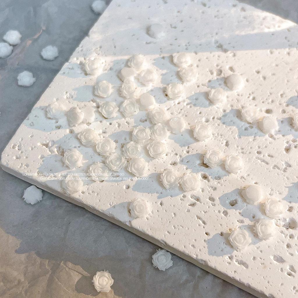 Popular Luminous Camellia and Dried Rose Flower Nail Art Decor