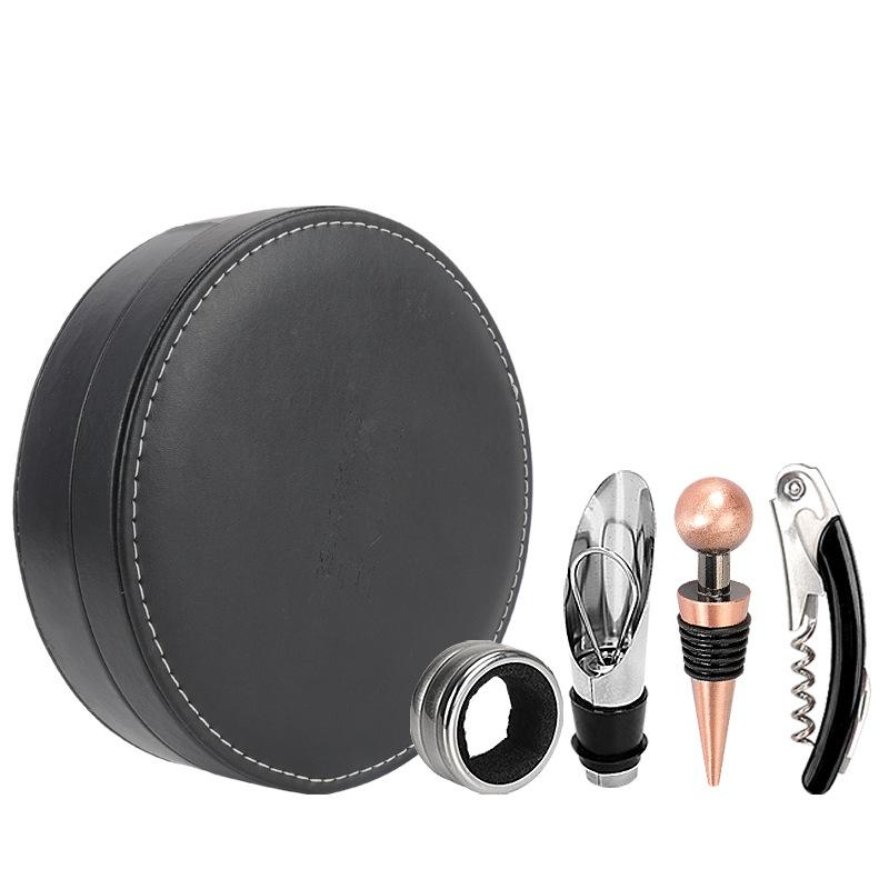 

Відкривачка для пляшок червоного вина Набір з 4 предметів Кругла подарункова коробка Відкривачка для пляшок вина Набір для вина Аксесуари для вина чорний