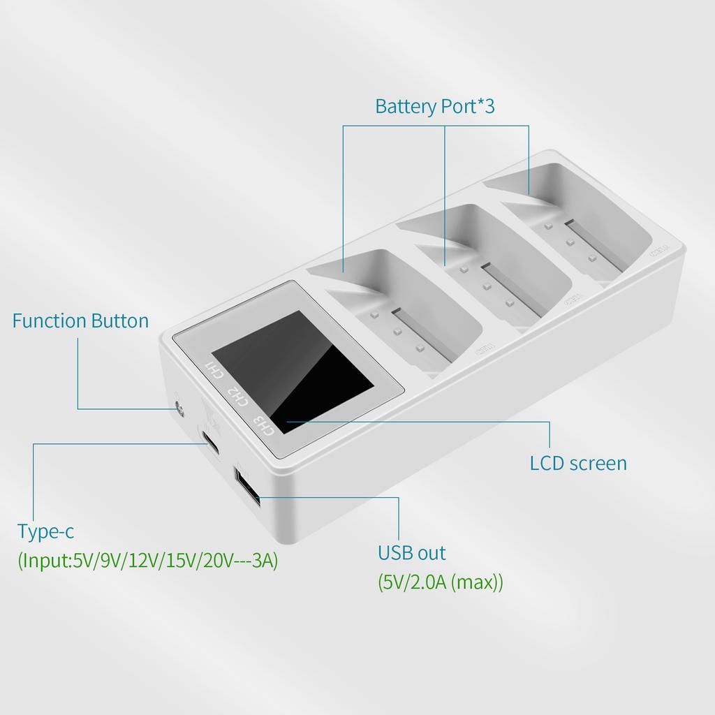 Battery 3 Way Charging Station Flight Battery for Flip Digital Display Charging Adapter Fast Charging Manager Accessories