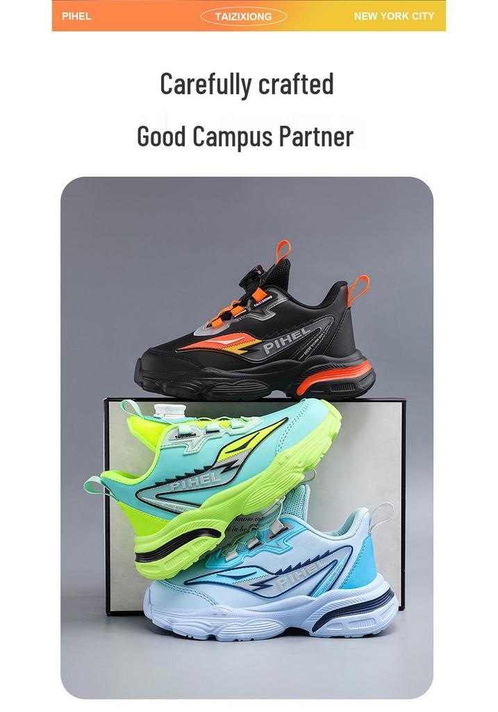 2026 Fall Boys' Waterproof Leather Running Shoes - Non-slip, Wear-resistant Sports Sneakers for Students