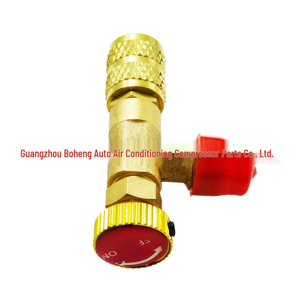 Copper Threaded Air Conditioning Refrigerant Safety Valve with Golden Exhaust.
