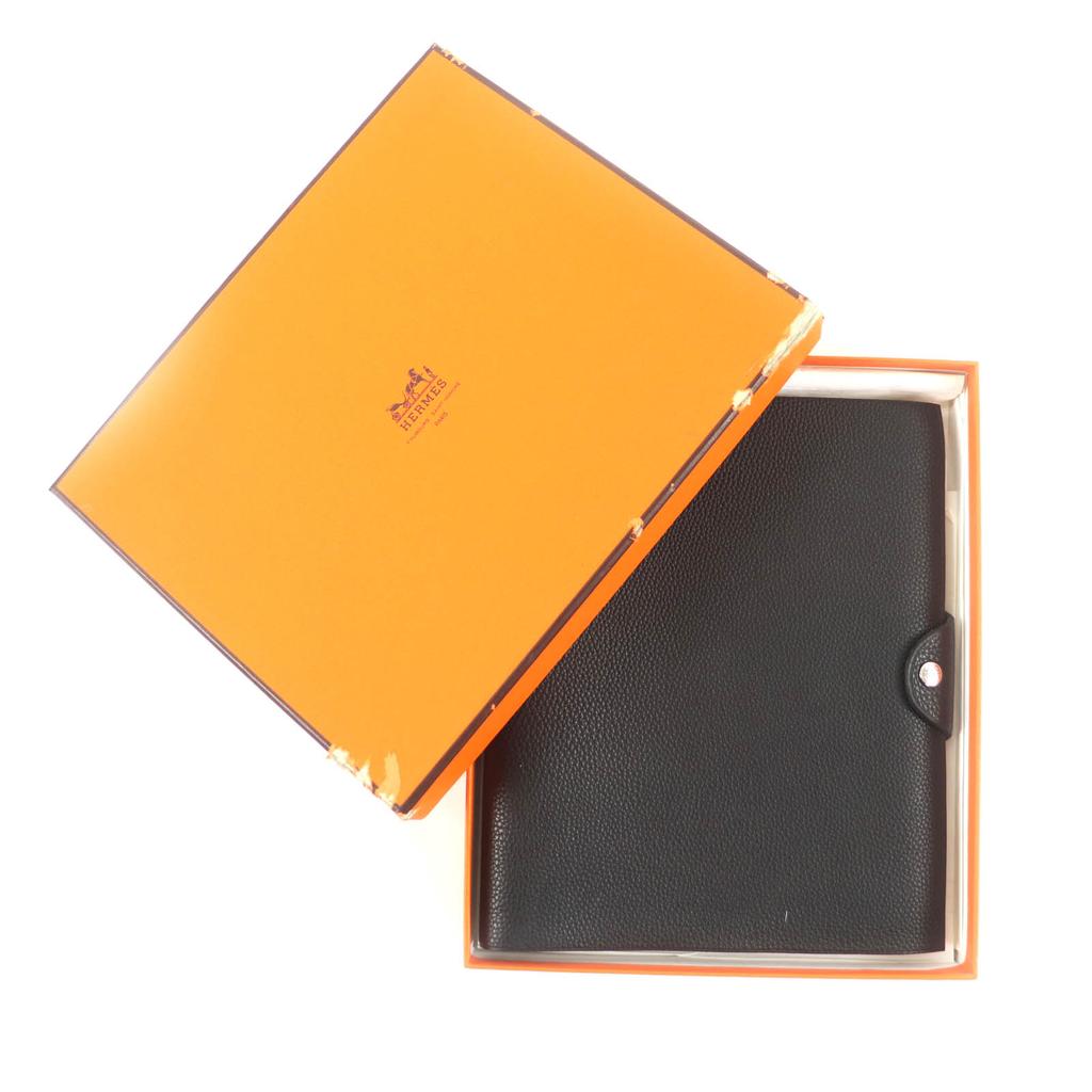 Excellent HERMES Notebook cover Yuris GM With refill black Togo Leather Women Used