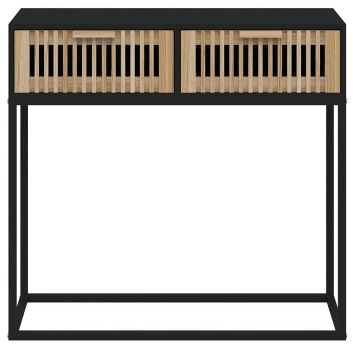 VidaXL Console Table, Side Table with 3 Drawers, Living Room Storage Furniture, Scandinavian, Black Wood 352104